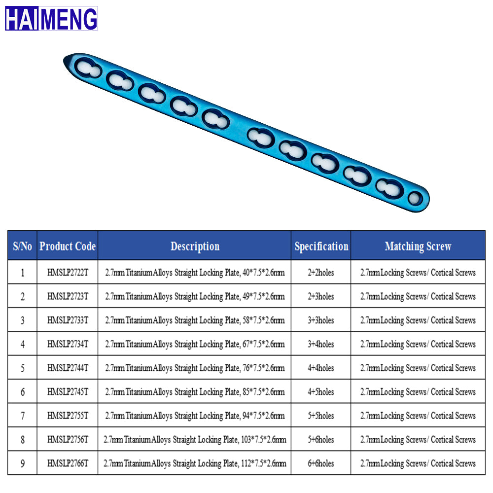 2.7mm Titanium LCP Locking Plate for Dog & Cat Veterinary Hospital