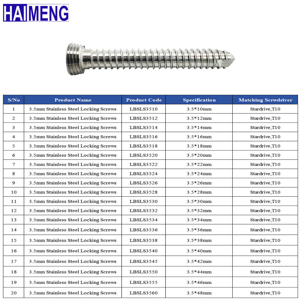 3.5mm Veterinary Stainless Steel Locking Screw, Orthopedic Implant for Animal Bone Fracture Repair