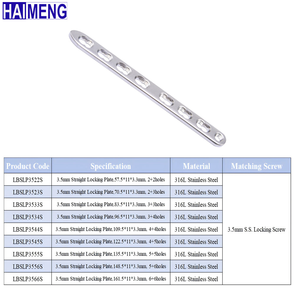 3.5mm  LCP Plate for Dog Cat Long Bone Fracture Orthopedic Implant，Veterinary 316L Stainless Steel Straight Locking Plate